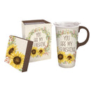 Ceramic Travel Cup, 17 OZ.,w/box and Tritan Lid, You are my Sunshine,3ctc007376