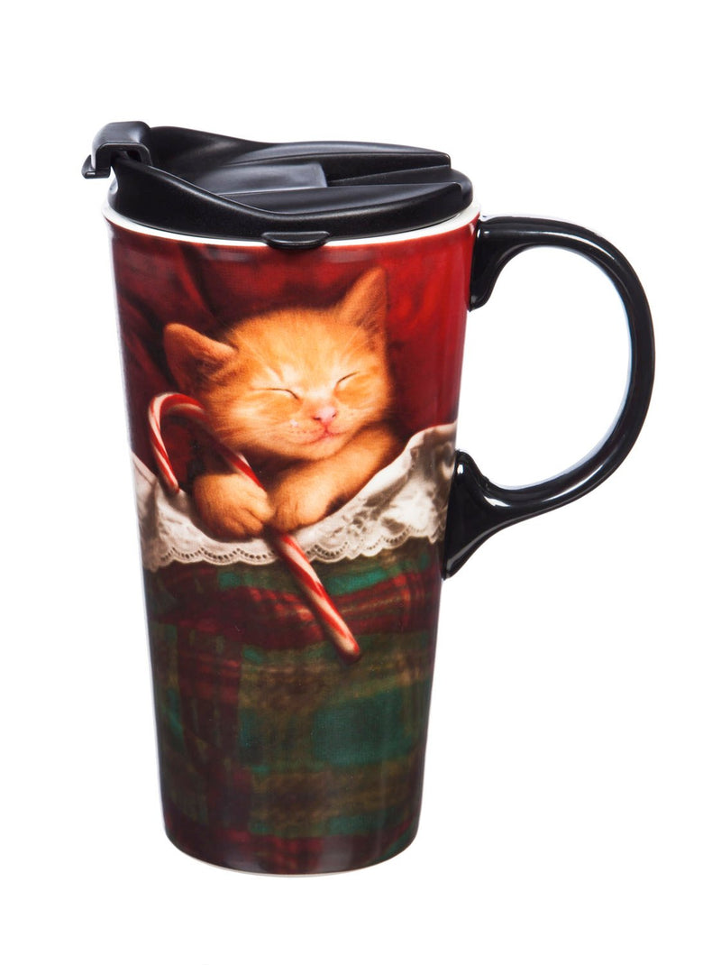 Ceramic Travel Cup, 17 OZ. w/box, Sleeping Cat,3ctc016607