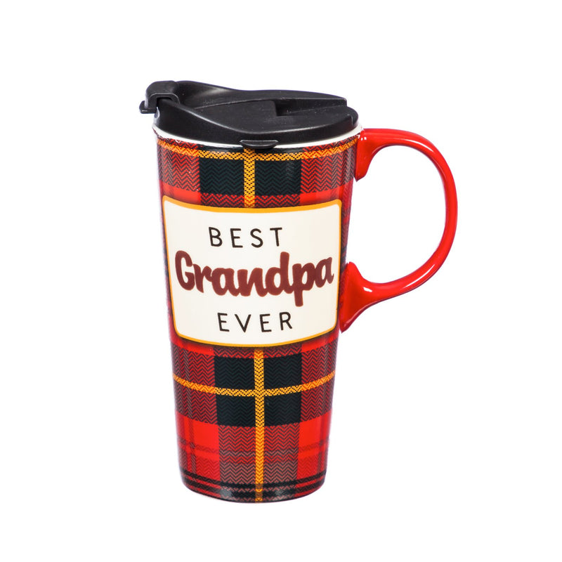Cypress Home Beautiful Best Grandpa Ever Ceramic Travel Cup with Matching Box - 4 x 5 x 7 Inches Indoor/Outdoor home goods For Kitchens, Parties and Homes