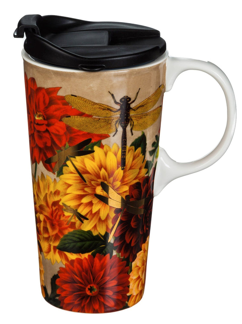 Ceramic Travel Cup w/metallic accent and box, 17 OZ., Autumn Flare,3ctc016849