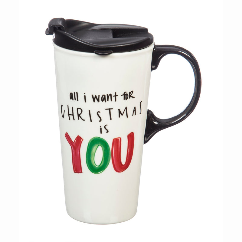 Cypress Home All I Want For Christmas Ceramic Travel Cup - 17 OZ