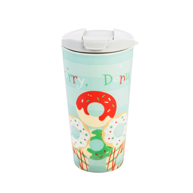 Evergreen Ceramic Travel Cup, 17 OZ,w/Box, Donut Worry