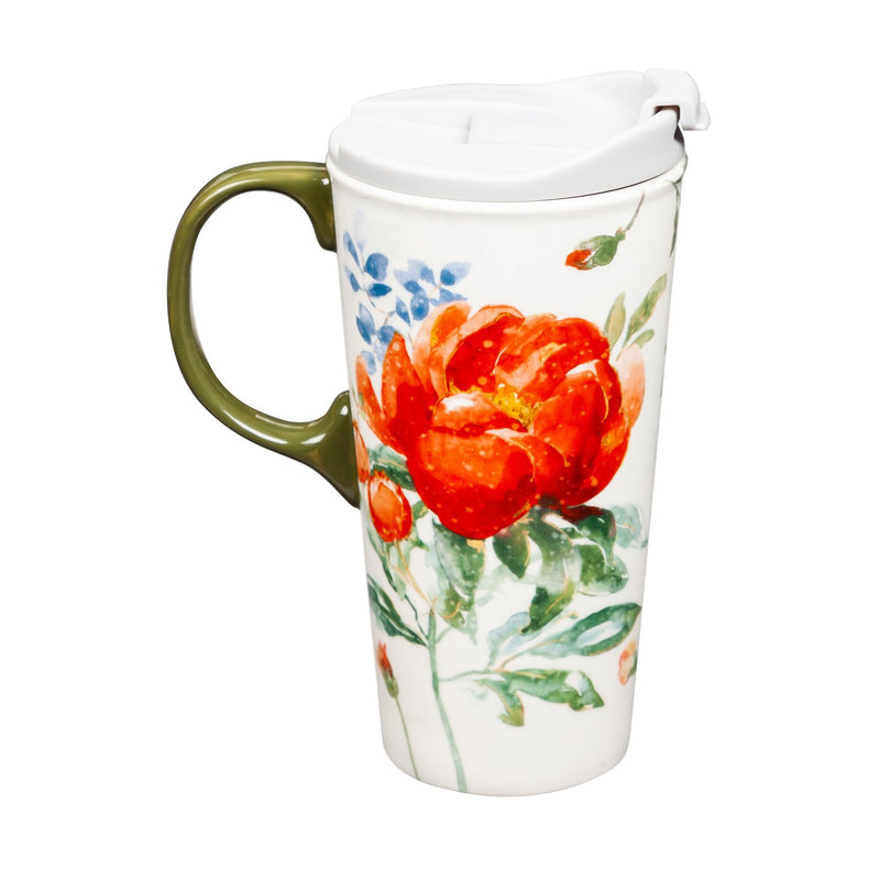 Ceramic Travel Cup, 17 oz., w/box, Garden Party