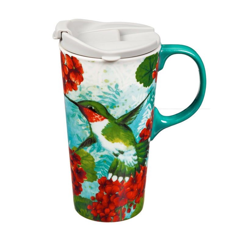 Cypress Home Beautiful Nature Inspired Trio of Birds Ceramic Perfect Cup - 5 x 7 x 4 Inches Insulated Travel Coffee tea Mug