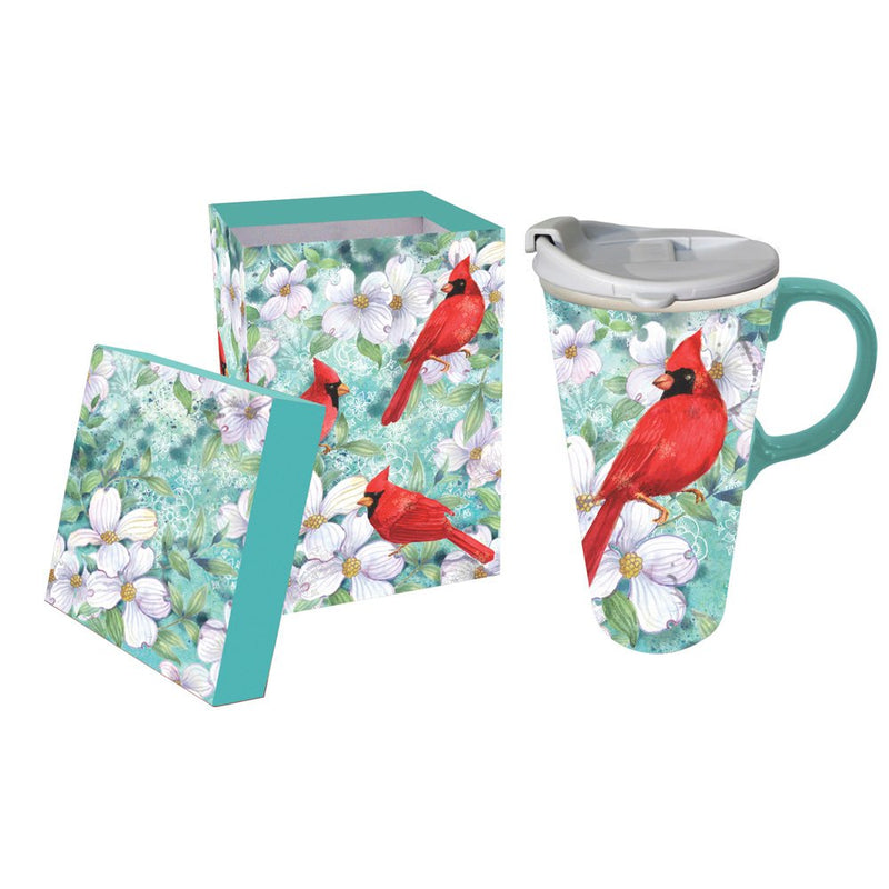 Trio Birds Ceramic Latte Cup - 5 x 7 x 4 Inches