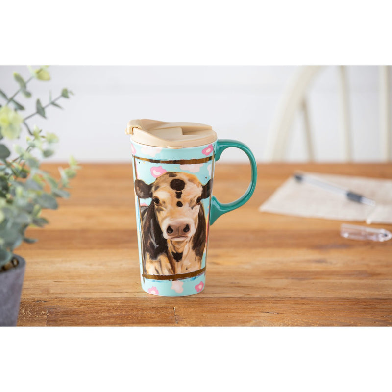 Ceramic Travel Cup w/ metallic accents, 17 OZ, Myrtle,3ctc5433