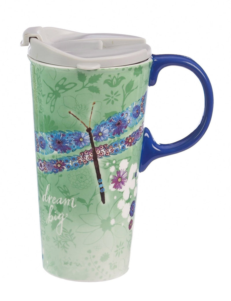 Cypress Home Inspirational Travel Mug - Dream Big Ceramic Travel Cup - 5 x 7 x 4 Inches