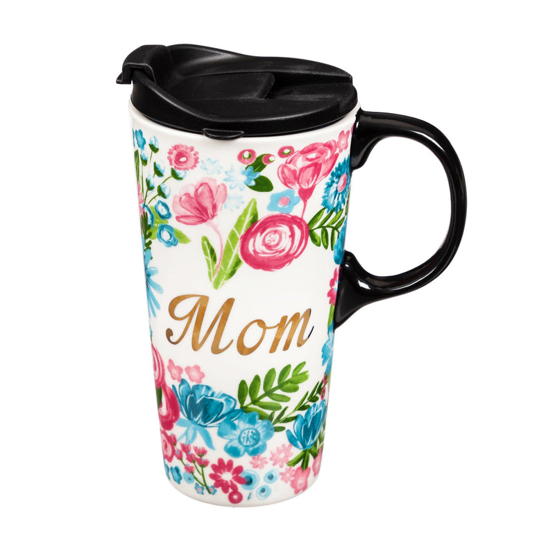 Cypress Home Beautiful Mom Metallic Ceramic Travel Cup with Lid - 5 x 4 x 7 Inches Homegoods and Accessories for Every Space