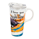 Ceramic Travel Cup, 17 OZ. ,w/box,I Love You To The Mountains,3ctc94t020