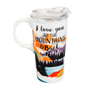 Ceramic Travel Cup, 17 OZ. ,w/box,I Love You To The Mountains,3ctc94t020