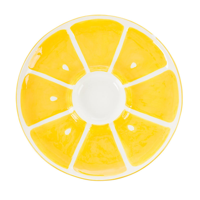 Cypress 14'' Ceramic Dip Bowl, Lemon Drop Collection, 14'' x 14'' x 1.3'' inches