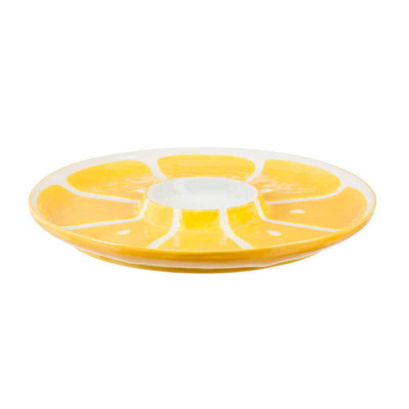 Cypress 14'' Ceramic Dip Bowl, Lemon Drop Collection, 14'' x 14'' x 1.3'' inches