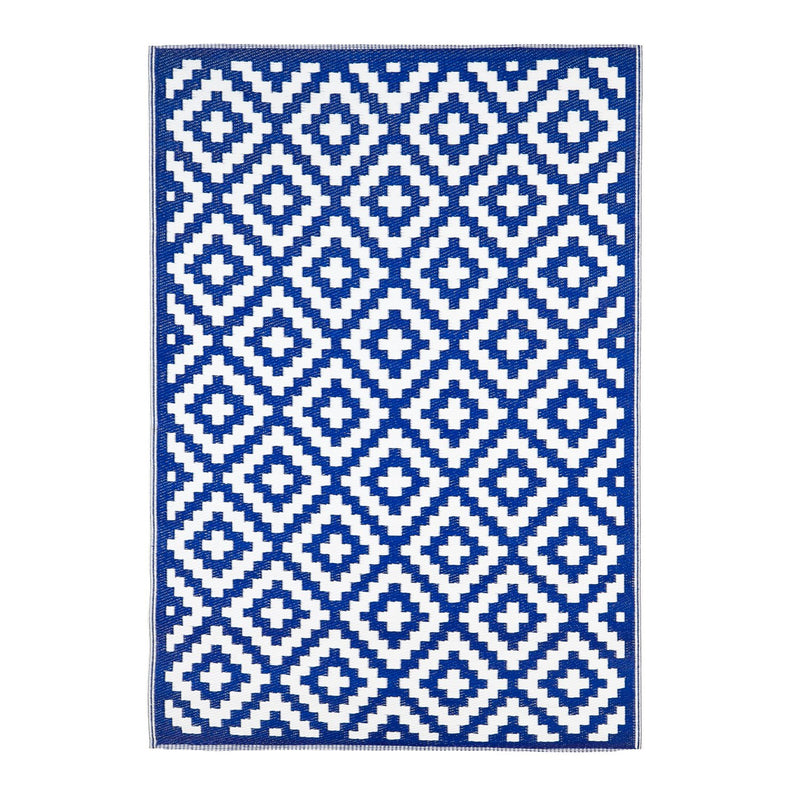 ReversibleWeather-resistant Rug 3'x5' Blue and White Birds Eye,36"x60"x0.02"inches