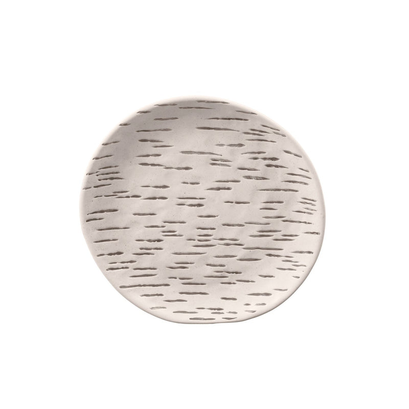 Cypress Home Beautiful White Woods Stamped Ceramic Shaped Dinner Plate - 10 x 10 x 1 Inches Indoor/Outdoor home goods For Kitchens, Parties and Homes