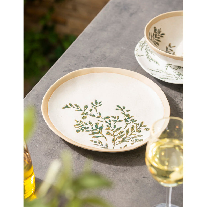 Ceramic 10" Dinner Plate, Olive Market Collection