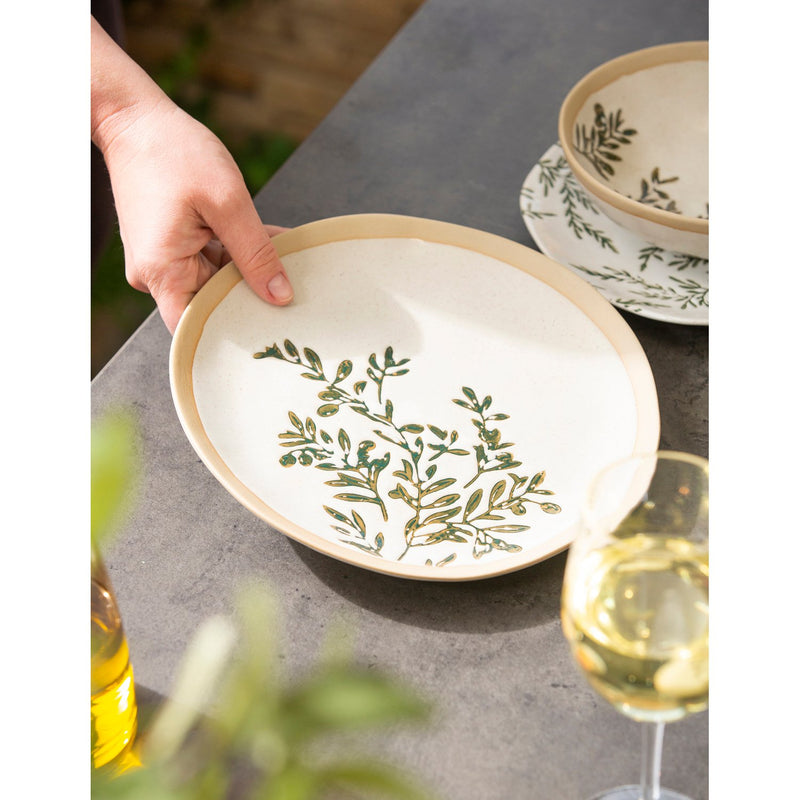 Ceramic 10" Dinner Plate, Olive Market Collection