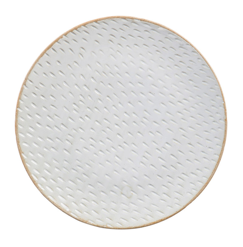 Cypress Home Picket Porcelain Debossed Ceramic Dinner Plate