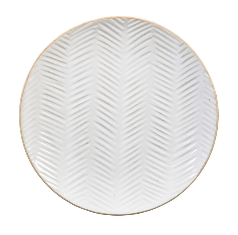 Cypress Home Picket Porcelain Ceramic Debossed Salad Plate
