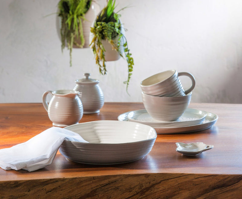 Cypress Ceramic Embossed Serving Bowl, 37 OZ, Shiloh Collection, 9.8'' x 9.8'' x 2.2'' inches
