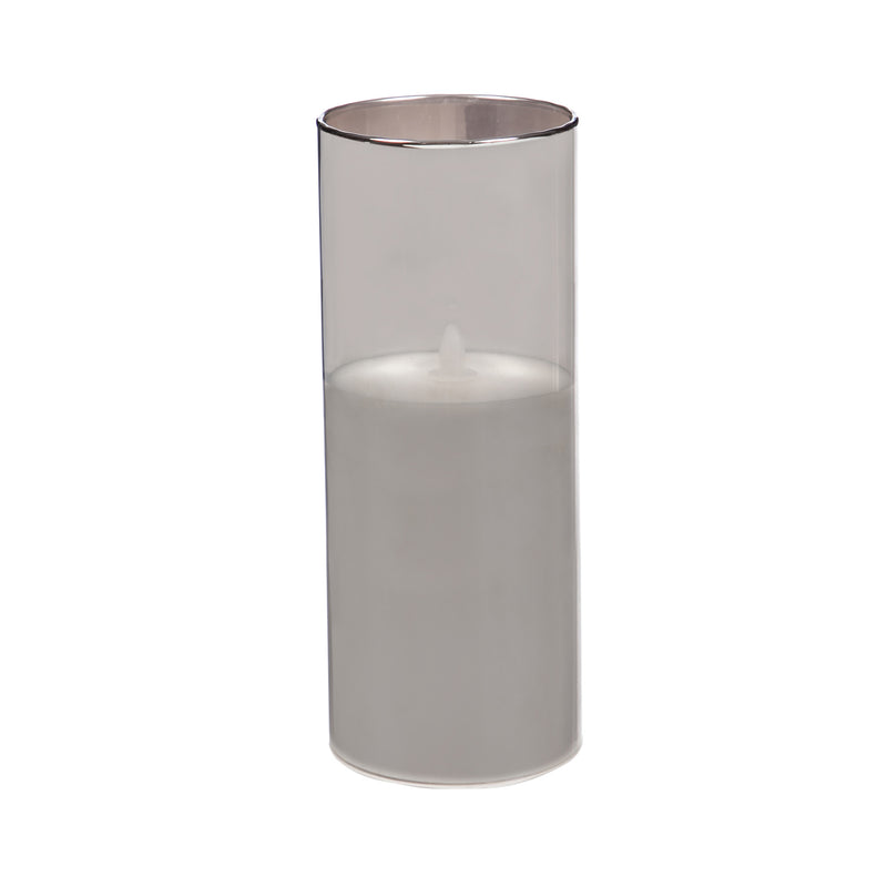 Smoke Glass Battery Operated Flameless LED Wax Pillar Candle, Set of 3