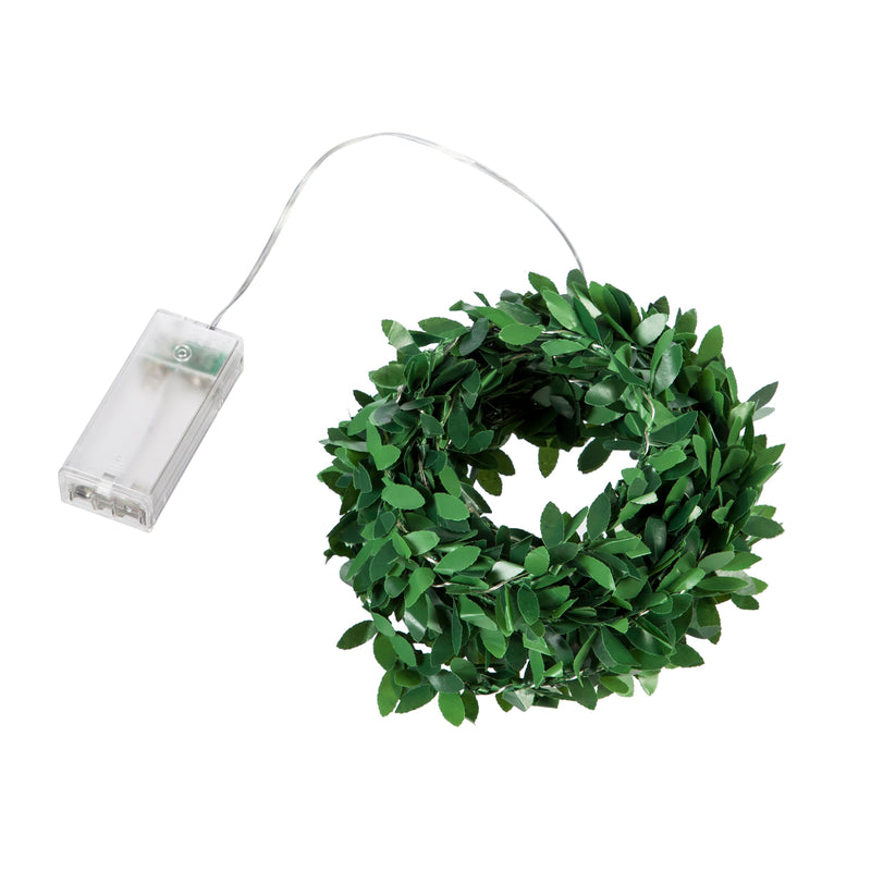 16' Green Leaf Rattan String Light with 50 LED Lights and Timer Function, 202'' x 1'' x 1'' inches