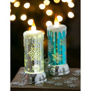 LED Spinning Water Candle with Snowflake Design, 2 Asst,3led271