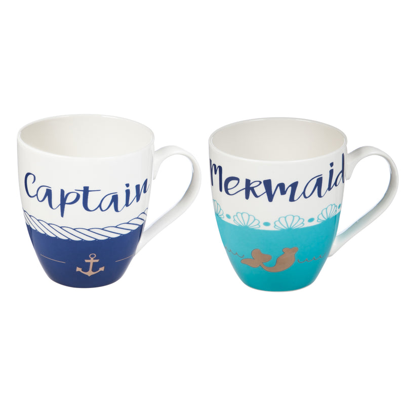 Ceramic Cup O' Java, 18 OZ, Captain & Mermaid Giftset of 2,3mcf006