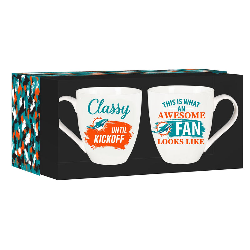 Miami Dolphins, Ceramic Cup O'Java 17oz Gift Set, 3.74"x3.74"x4.33"inches