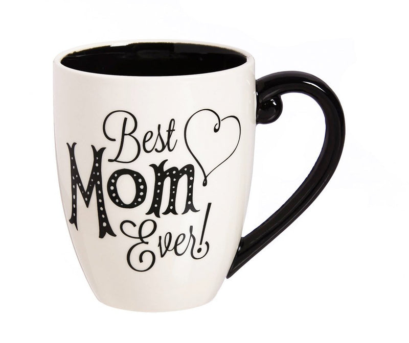 Cypress Home Beautiful Mom Black Ink Ceramic Cup O' Joe with Matching Box - 6 x 5 x 4 Inches Indoor/Outdoor home goods For Kitchens, Parties and Homes