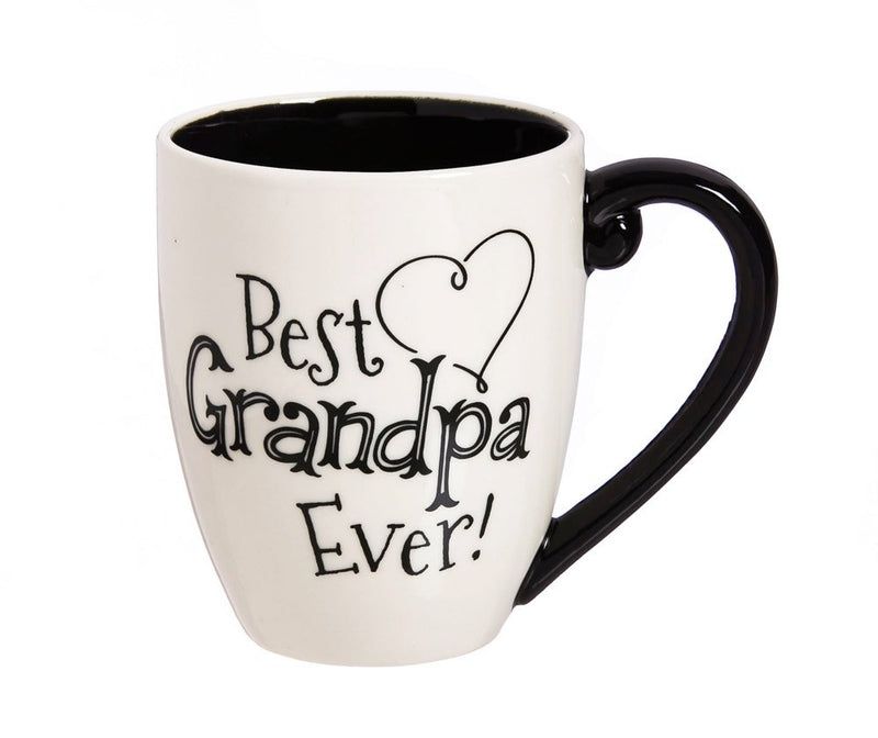 Cypress Home Beautiful Grandpa Black Ink Ceramic Cup O' Joe with Matching Box - 6 x 5 x 4 Inches Indoor/Outdoor home goods For Kitchens, Parties and Homes