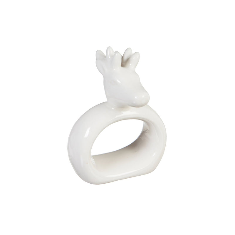 Cypress Ceramic Reindeer Napkin ring, Set of 4, 2.8'' x 2.3'' x 1.7'' inches