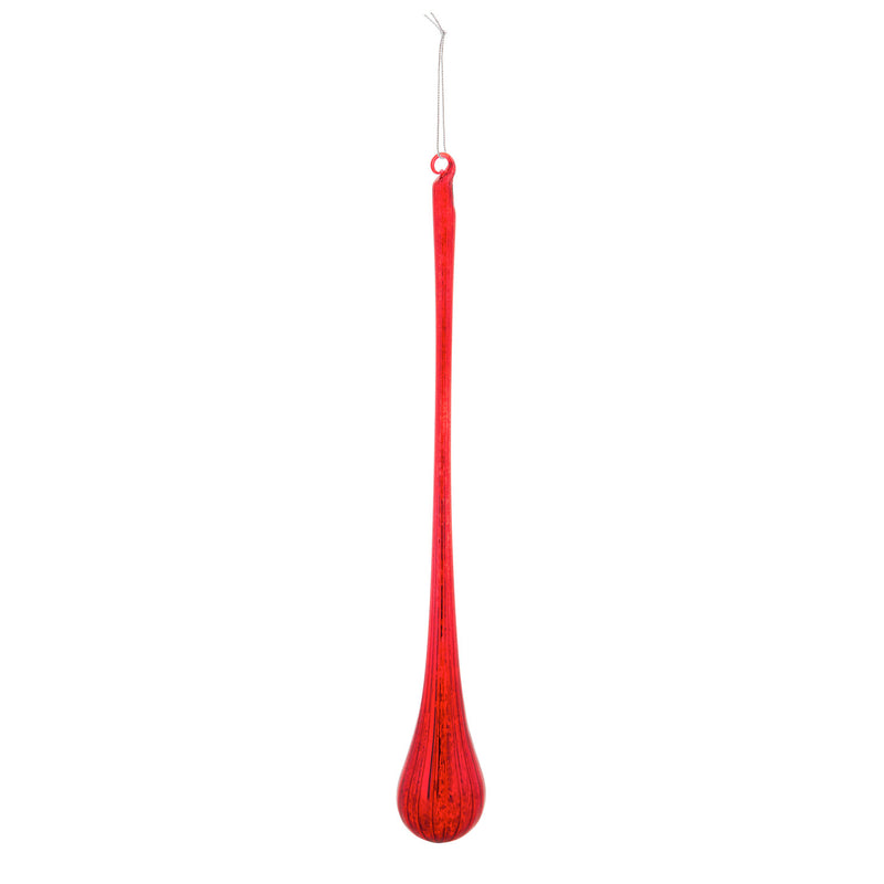 Set of 6 Glass Ornaments: 3 Short, 3 Long, 3 Assorted Colors: Burgundy, Red, Gold,3orng003