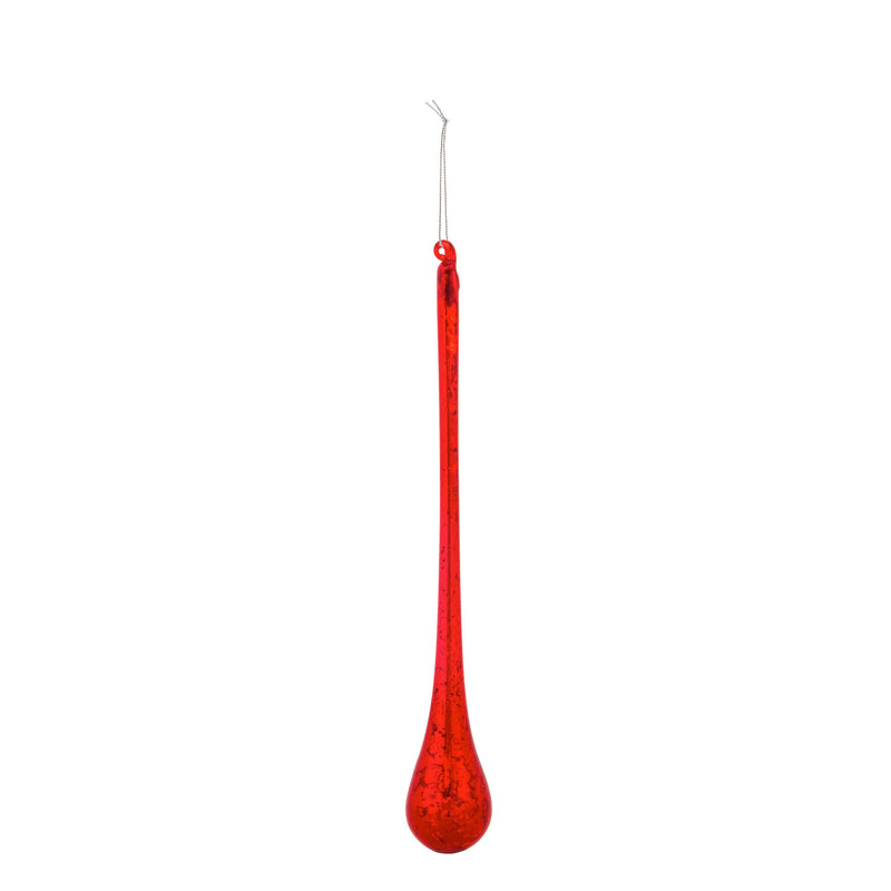 Set of 6 Glass Ornaments: 3 Short, 3 Long, 3 Assorted Colors: Burgundy, Red, Gold,3orng003