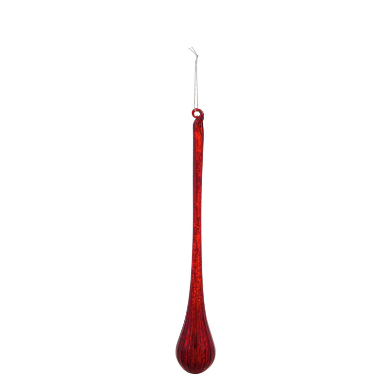 Set of 6 Glass Ornaments: 3 Short, 3 Long, 3 Assorted Colors: Burgundy, Red, Gold,3orng003