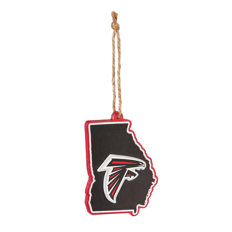 Team Sports America NFL Atlanta Falcons Festive State Shaped Christmas Ornament - 5" Long x 5" Wide x 0.2" High