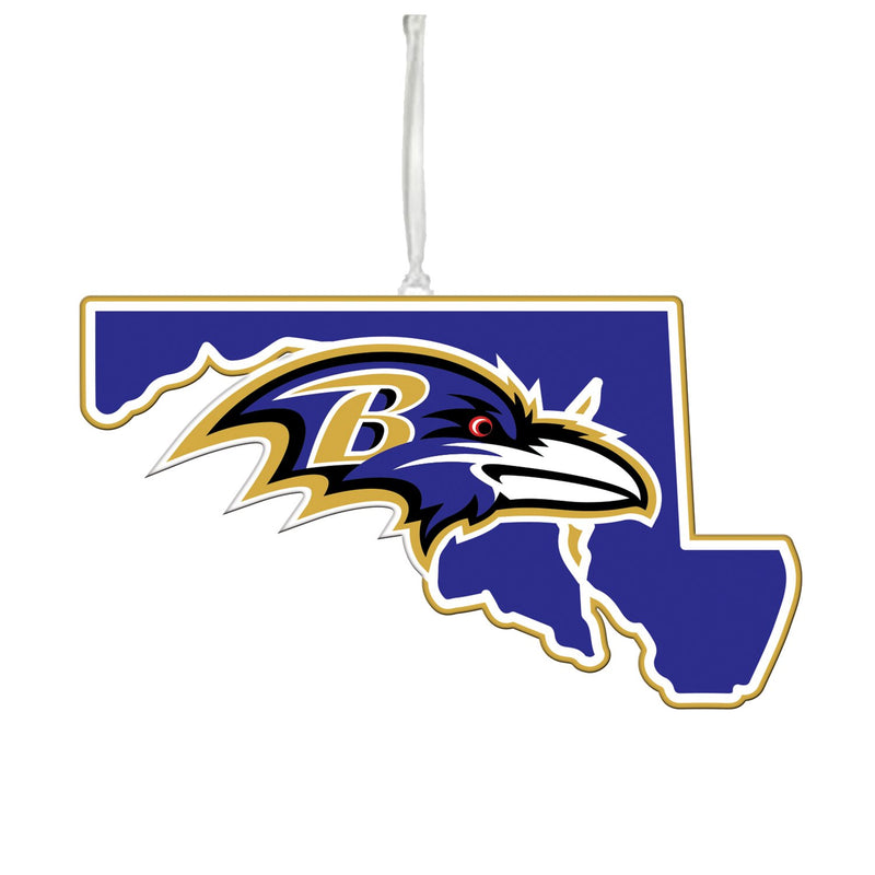 Team Sports America NFL Baltimore Ravens Festive State Shaped Christmas Ornament - 5" Long x 5" Wide x 0.2" High