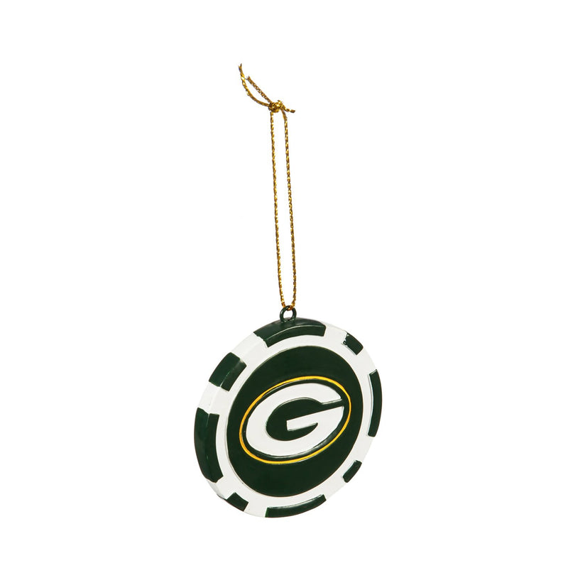 Team Sports America NFL Green Bay Packers Unique Game Chip Christmas Ornament - 2.5" Long x 2.5" Wide x 0.25" High