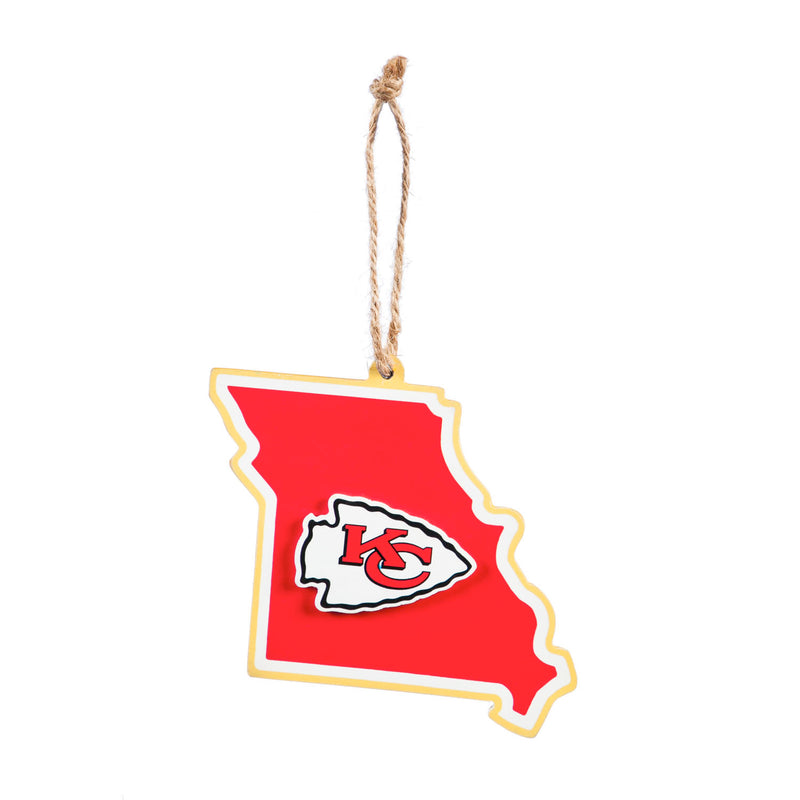 Team Sports America NFL Kansas City Chiefs Festive State Shaped Christmas Ornament - 5" Long x 5" Wide x 0.2" High
