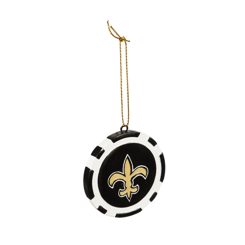 Team Sports America NFL New Orleans Saints Unique Game Chip Christmas Ornament - 2.5" Long x 2.5" Wide x 0.25" High