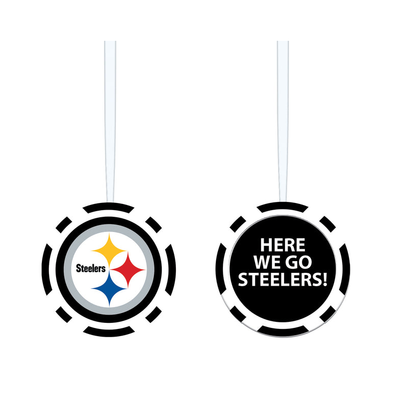 Evergreen Enterprises NFL Pittsburgh Steelers Game Chip DesignOrnament, Team Colors, One Size