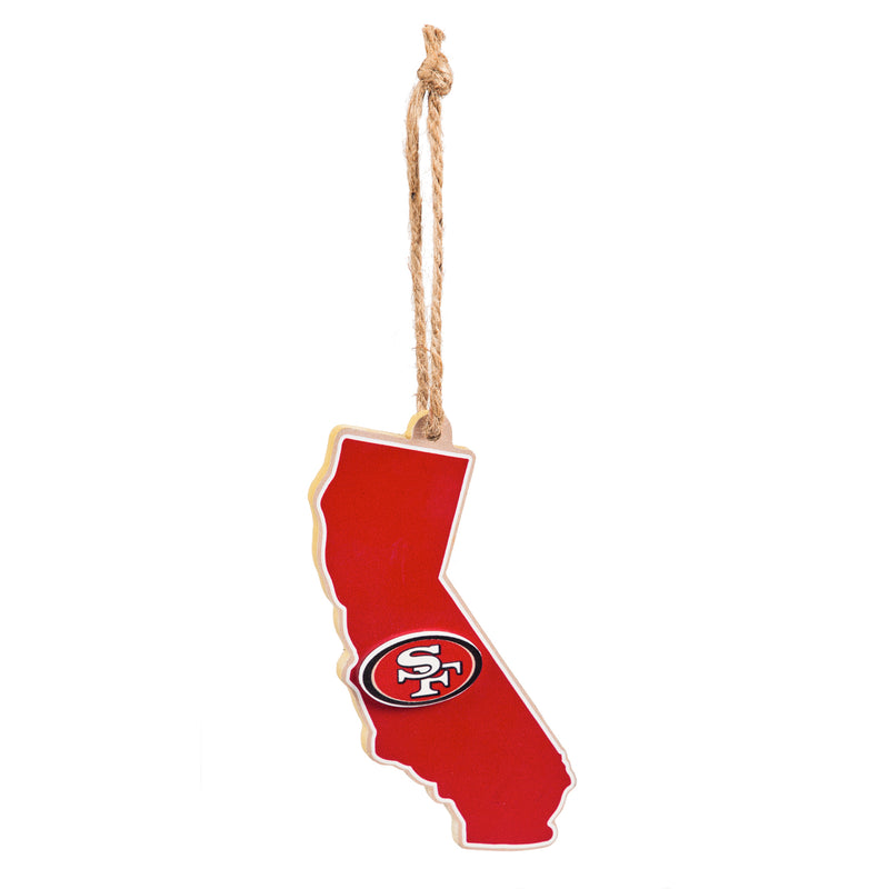 Team Sports America NFL San Francisco 49ers Festive State Shaped Christmas Ornament - 5" Long x 5" Wide x 0.2" High