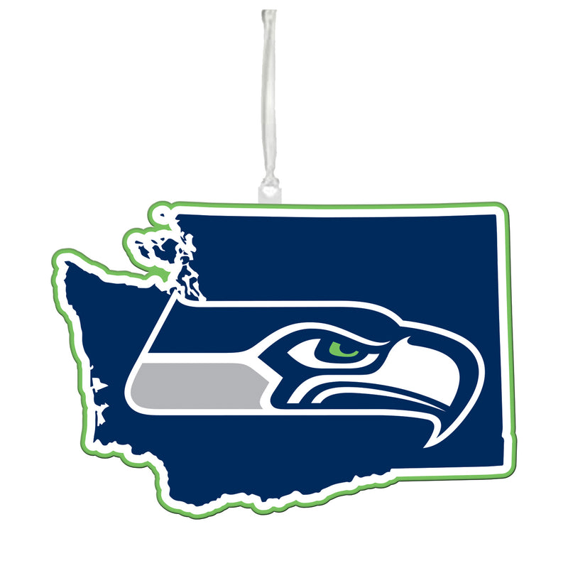Team Sports America NFL Seattle Seahawks Festive State Shaped Christmas Ornament - 5" Long x 5" Wide x 0.2" High