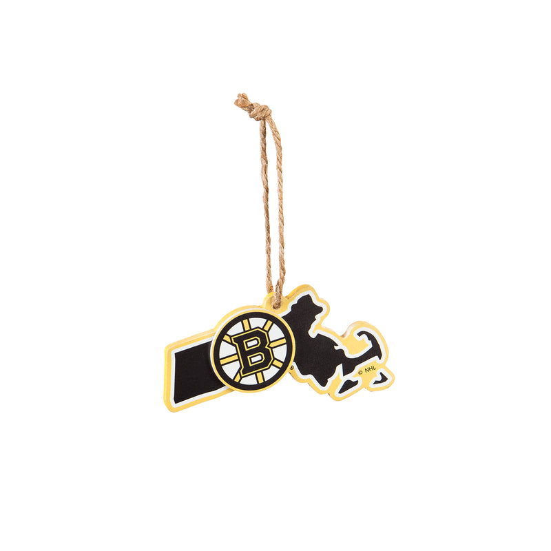Team Sports America NHL Boston Bruins Festive State Shaped Christmas Ornament - 5" Long x 5" Wide x 0.2" High