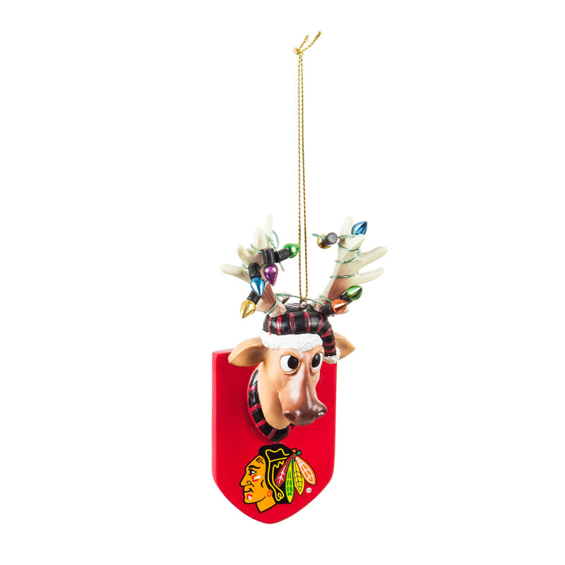 Chicago Blackhawks, Resin Reindeer Ornament Officially Licensed Decorative Ornament for Sports Fans