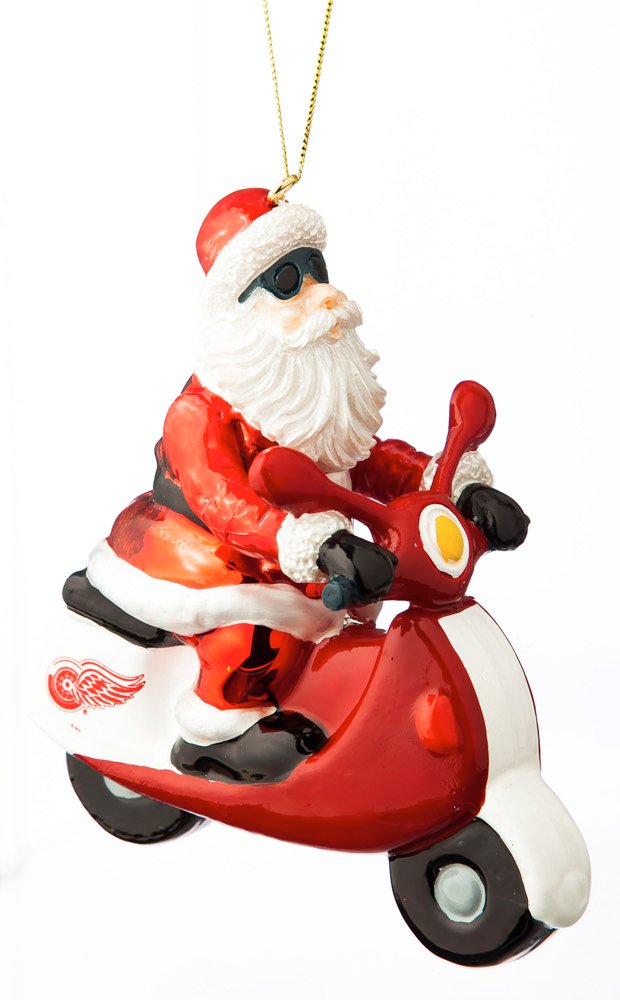 Team Sports America Glass Detroit Red Wings Santa Scooter Ornament