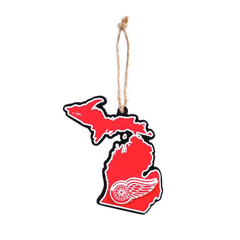 Team Sports America NHL Detroit Red Wings Festive State Shaped Christmas Ornament - 5" Long x 5" Wide x 0.2" High