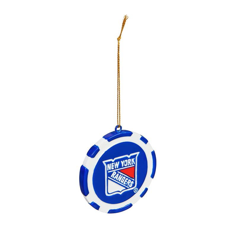 Team Sports America NHL New York Rangers Unique Game Chip Christmas Ornament - 2.5" Long x 2.5" Wide x 0.25" High