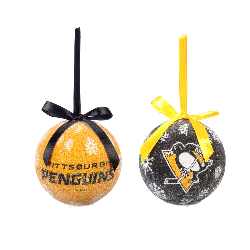 Team Sports America LED Boxed Ornament Set of 6, Pittsburgh Penguins Christmas and Decor for NHL Sports Fans