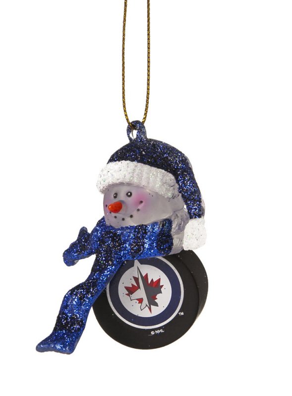 Team Sports America Winnipeg Jets Snowman with Striped Scarf Christmas Ornament