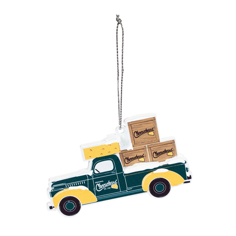 Evergreen Cheesehead, Truck, MDF Ornament, 4'' x 0.25 '' x 2.5'' inches